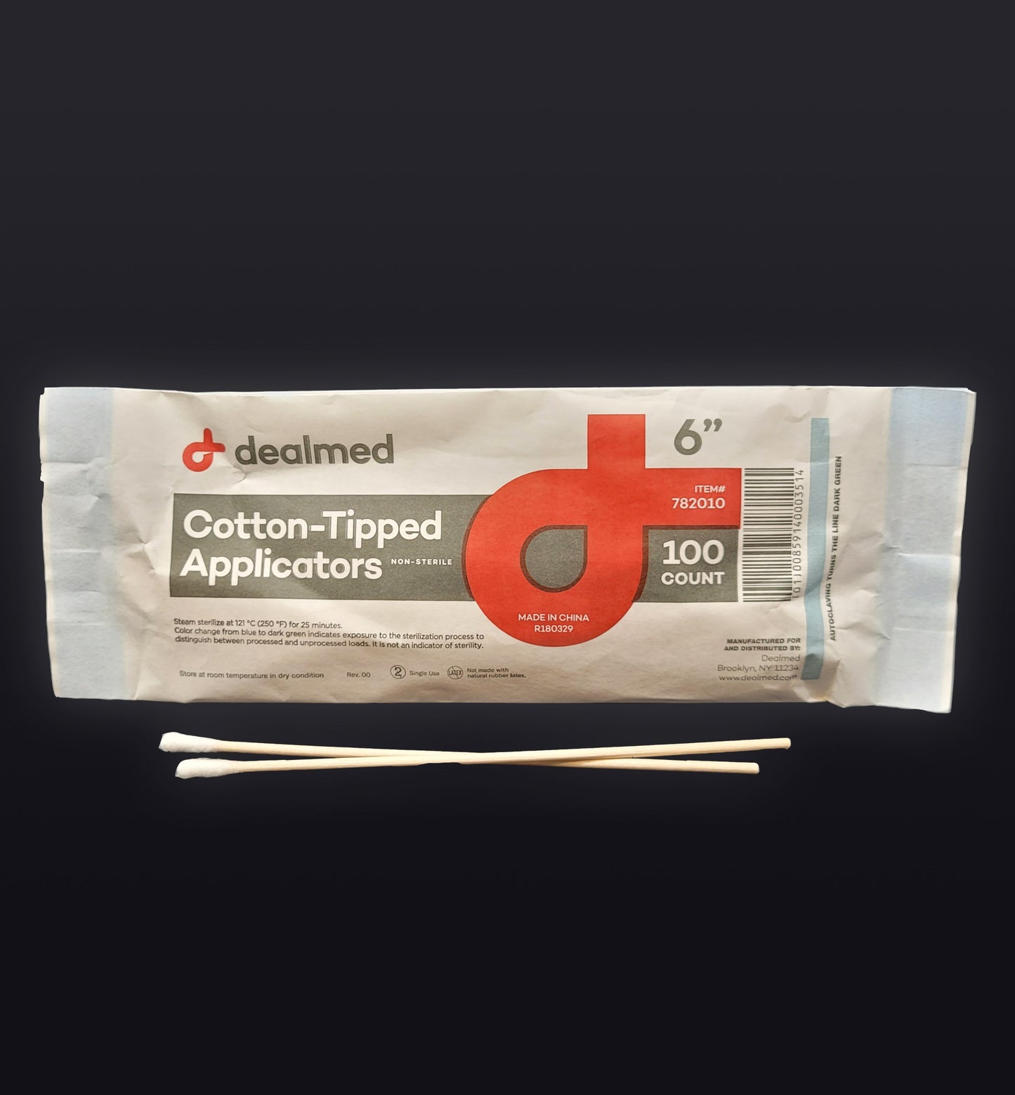 Cotton Tip Applicator 3/16" Tip 6" - 100pk